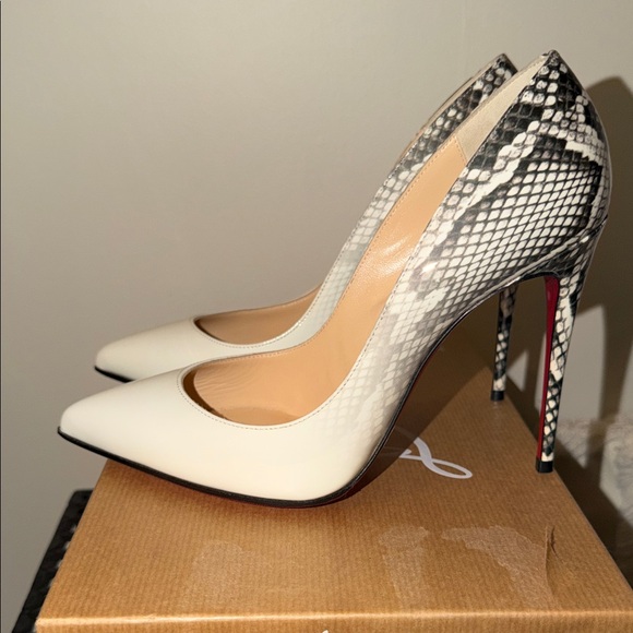 Christian Louboutin White/Black Patent Leather Pigalle 100 - Picture 3 of 7
